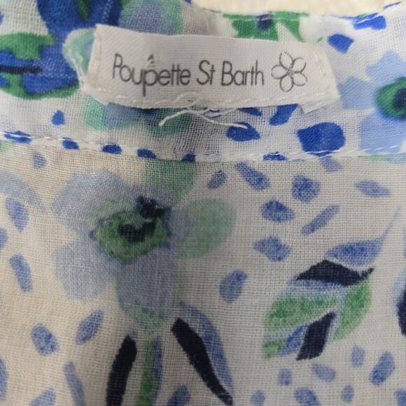 Poupette St Barth Maxi Dress Womens XS Sleeveless Blue White Floral Coquette - Picture 6 of 12